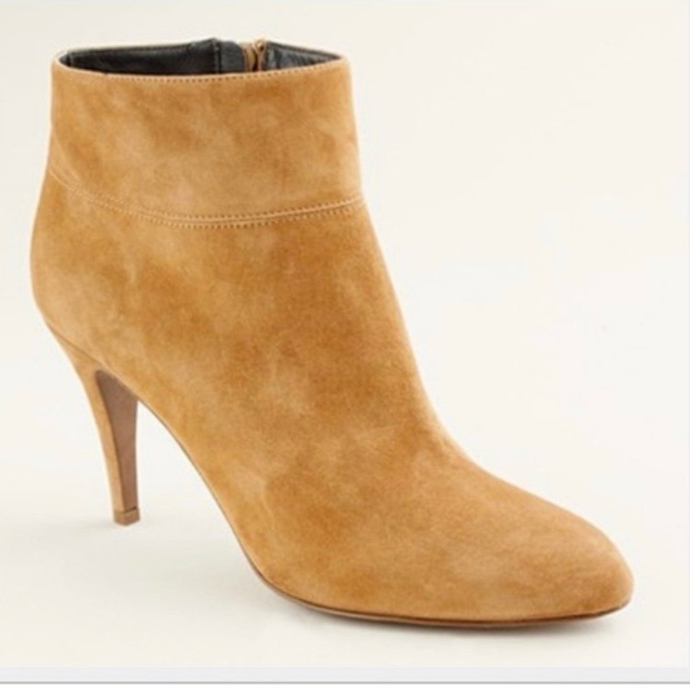 J. Crew Vintage Burnt Sienna Suede Zipper Ankle Boots Size 7.5 Made in Italy